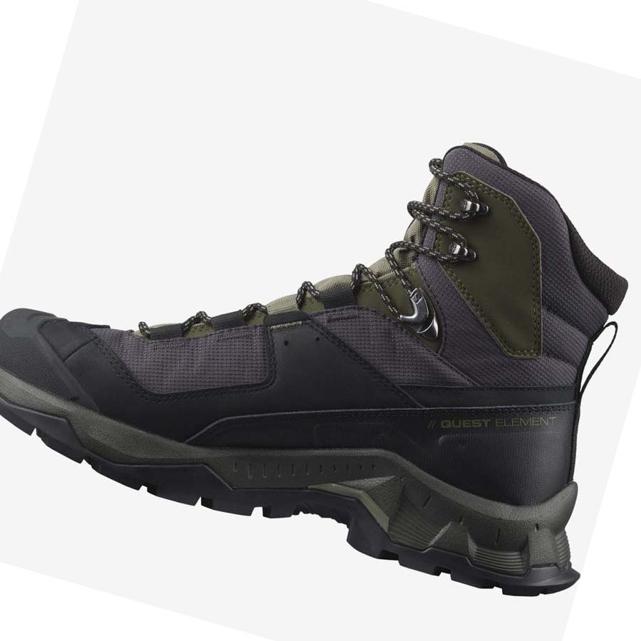 Salomon QUEST ELEMENT GORE-TEX Túracipő Férfi Fekete Olivazöld | HU 2076LIS